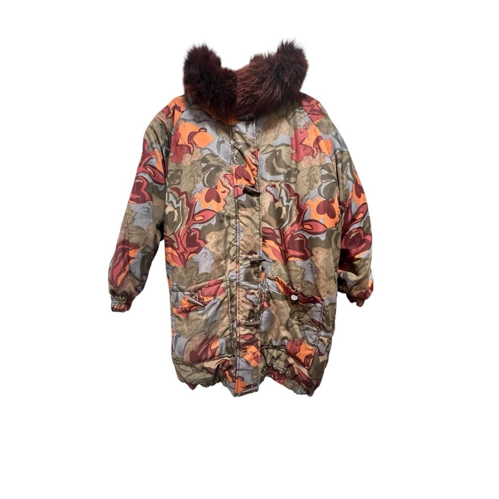Vintage 90 S Bernardo Stadium‎ parka Small RN 77117  Floral Fur Toggle Coat